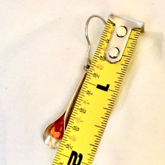 VINTAGE Amber Sterling Silver Drop Dangle Earrings - Picture 3 of 6